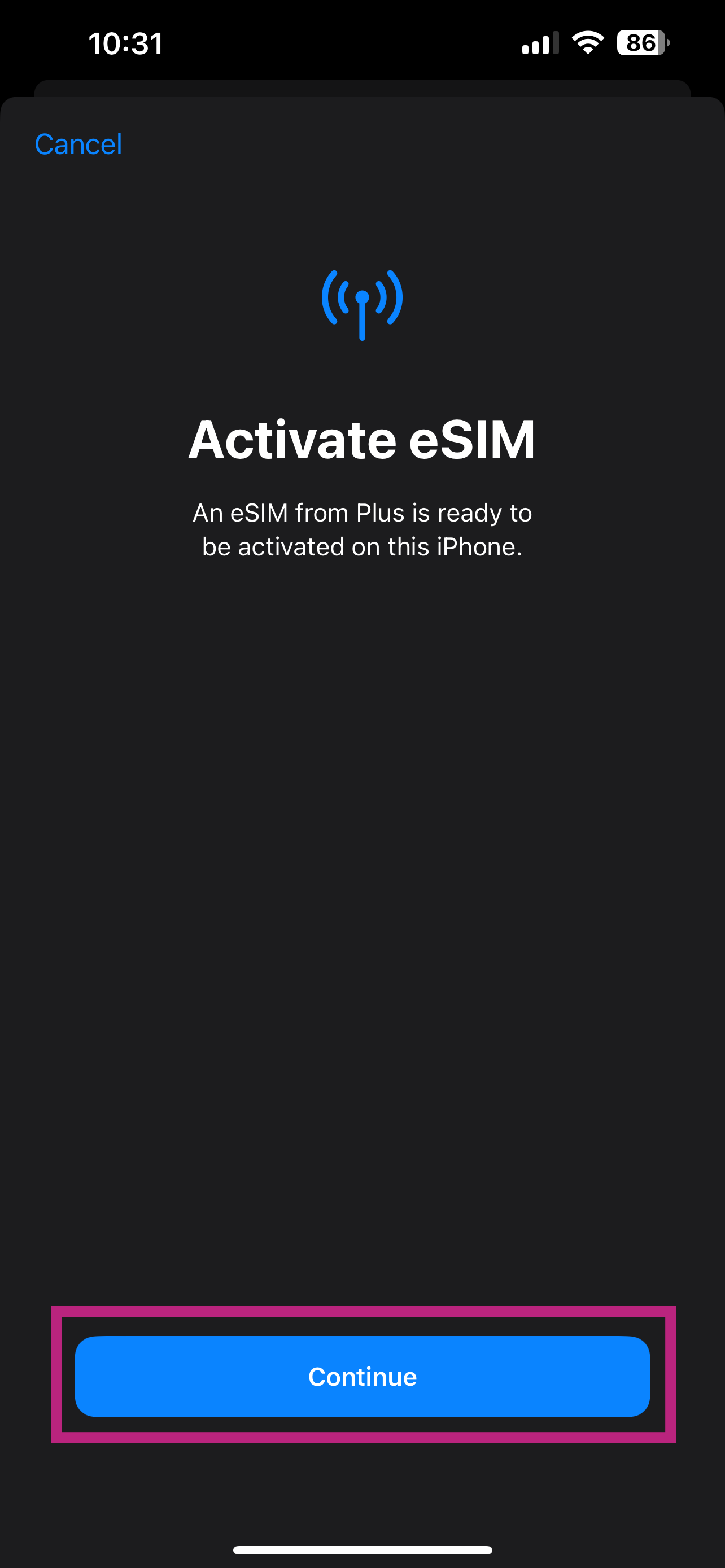 Activate eSIM