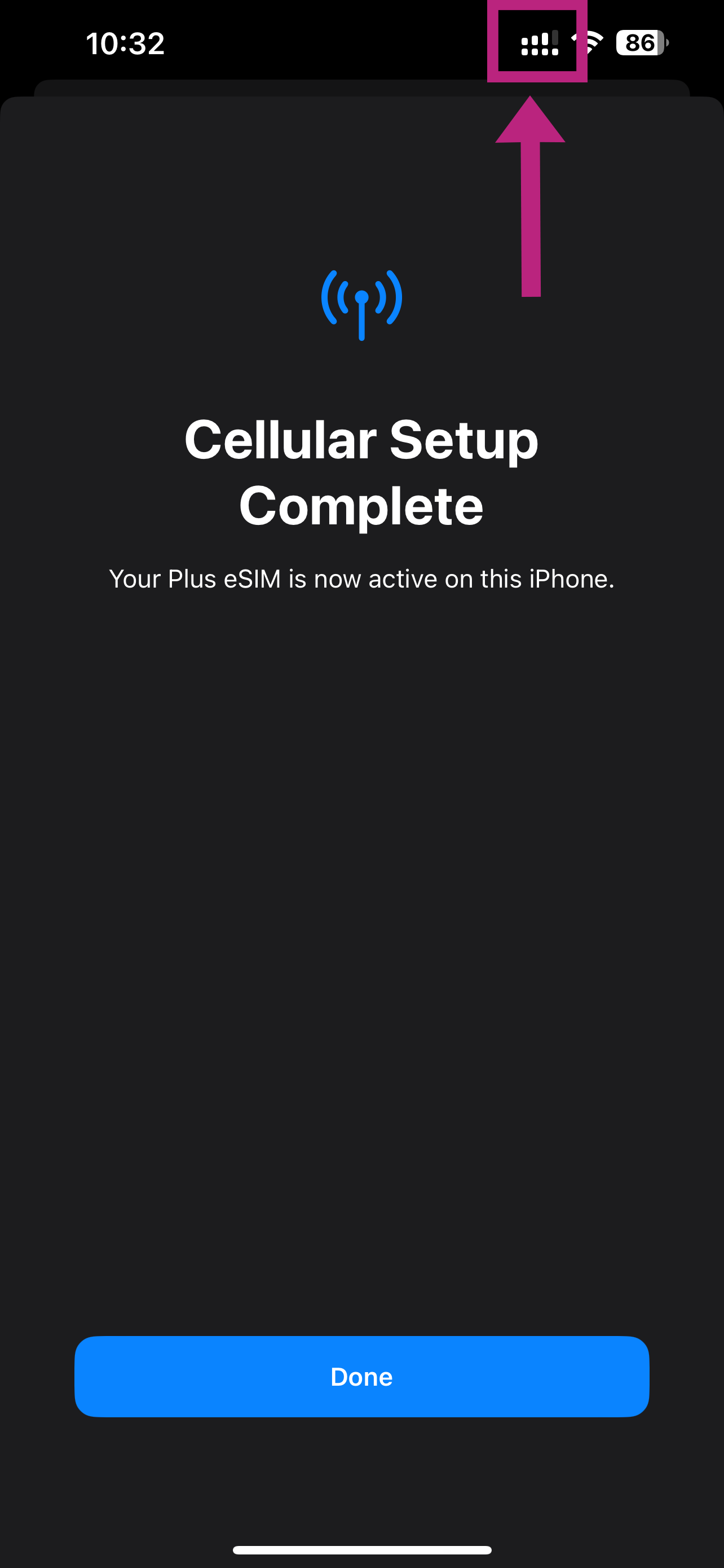 eSIM Activation completed